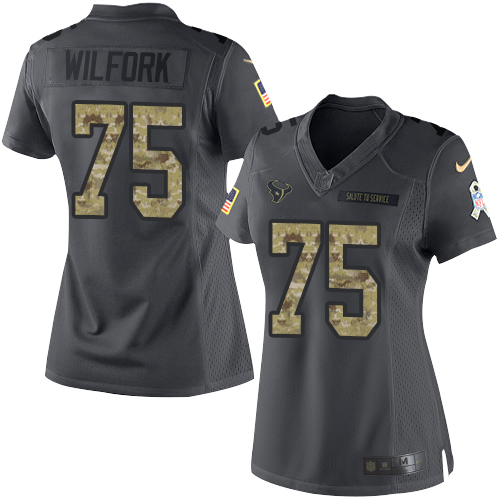 Women's Limited Vince Wilfork Nike Jersey Black - #75 2016 Salute to Service NFL Houston Texans
